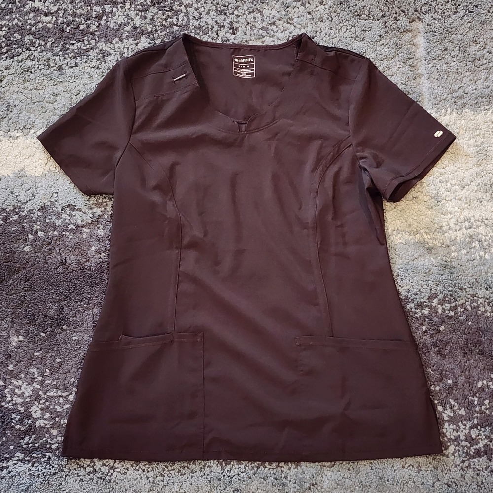Cherokee Infinity Scrubs for Women Round Neck Top Stretchy Black Size M